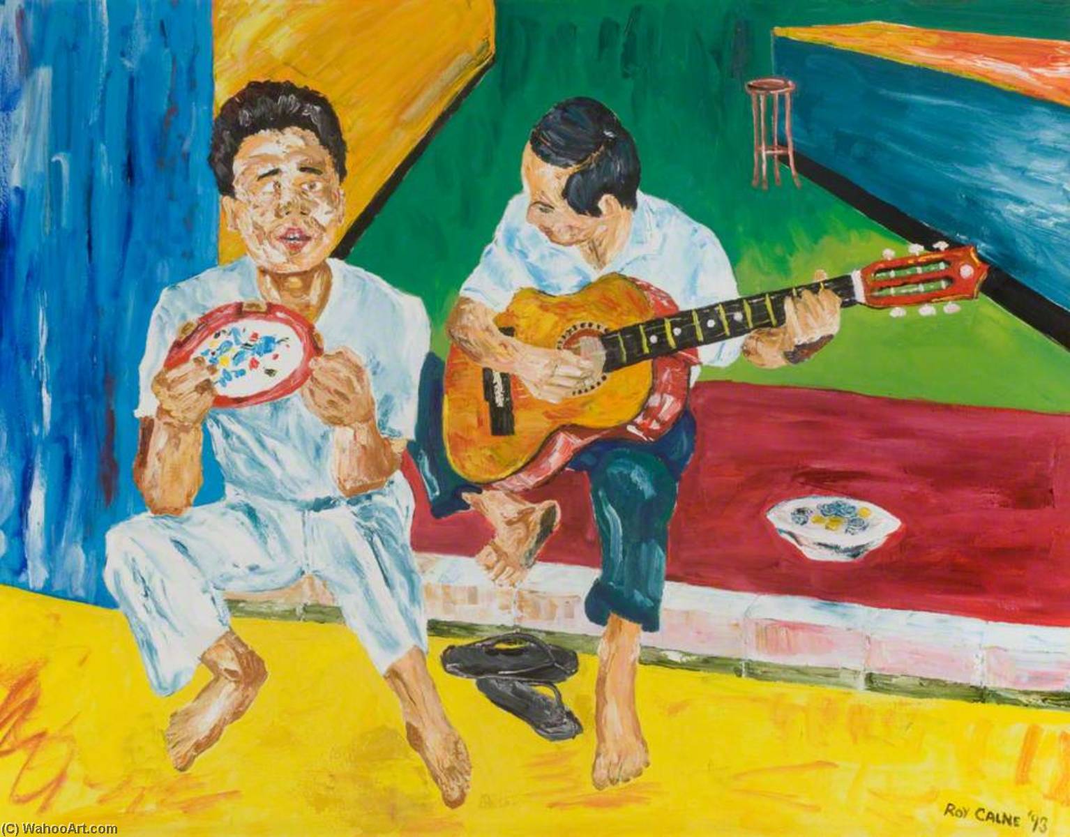 Wikioo.org - The Encyclopedia of Fine Arts - Painting, Artwork by Roy Yorke Calne - Blind Musicians in Malaysia