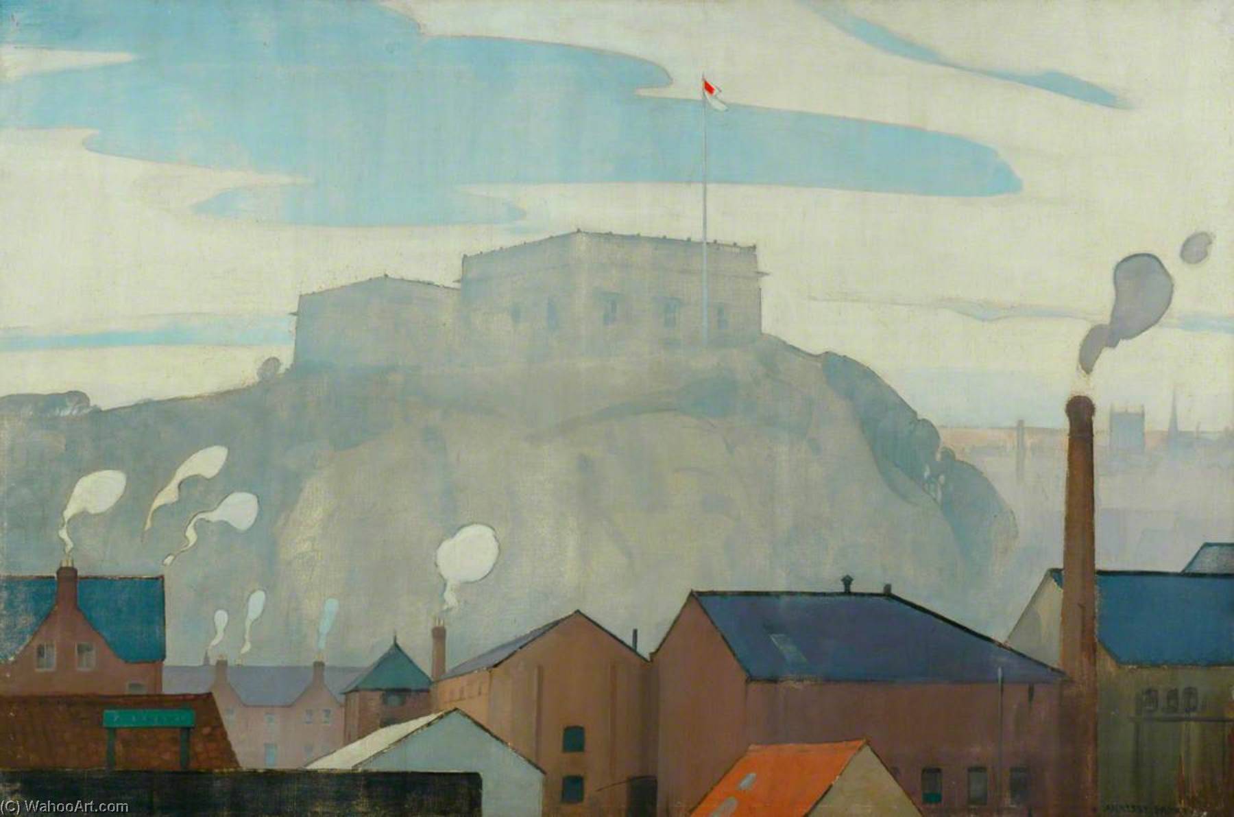Wikioo.org - The Encyclopedia of Fine Arts - Painting, Artwork by John Alfred Arnesby Brown - Nottingham Castle The Centre of Medieval England (London, Midland and Scottish Railway poster artwork)