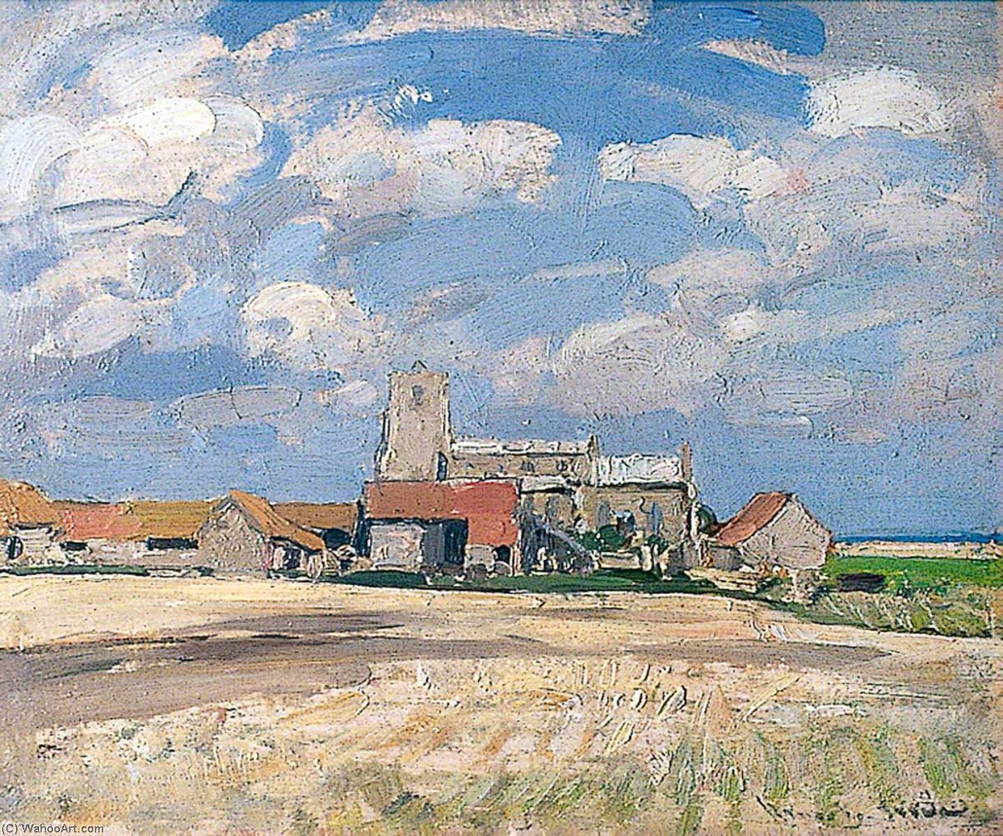 Wikioo.org - The Encyclopedia of Fine Arts - Painting, Artwork by John Alfred Arnesby Brown - Morston Church, Norfolk