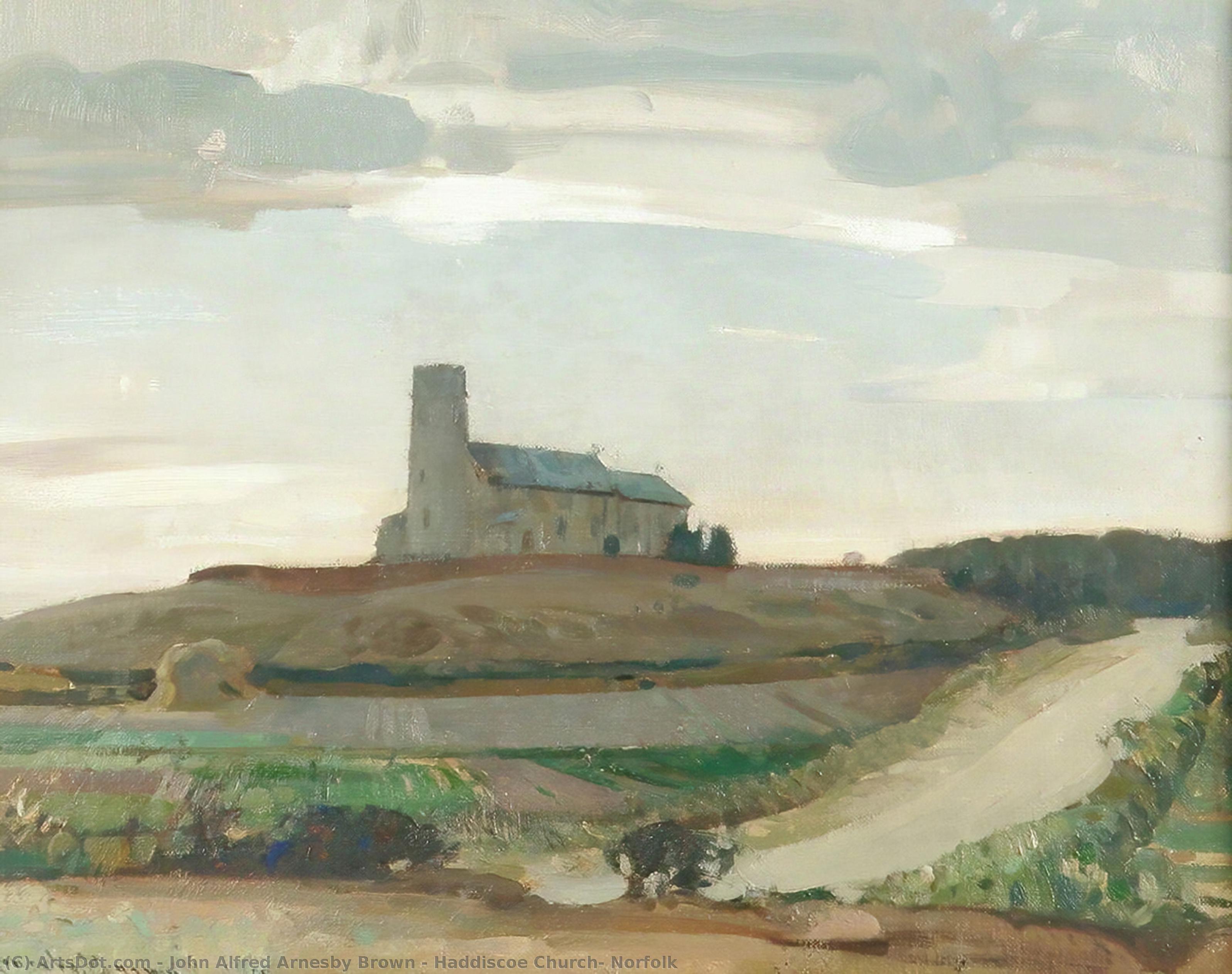 Wikioo.org - The Encyclopedia of Fine Arts - Painting, Artwork by John Alfred Arnesby Brown - Haddiscoe Church, Norfolk