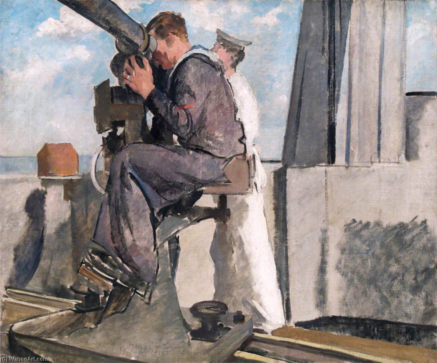 Wikioo.org - The Encyclopedia of Fine Arts - Painting, Artwork by Philip Connard - Rangefinder in Action, August 1918