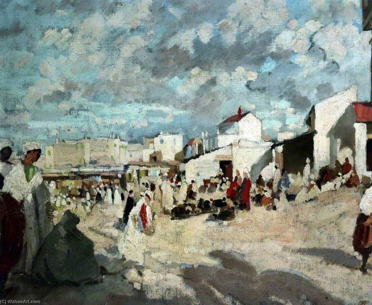 Wikioo.org - The Encyclopedia of Fine Arts - Painting, Artwork by Philip Connard - The Market Place, Tangiers, Morocco