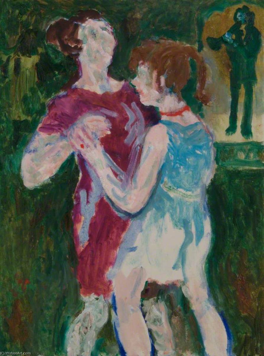 Wikioo.org - สารานุกรมวิจิตรศิลป์ - จิตรกรรม William Hallé - Woman and Girl Dancing in a Park