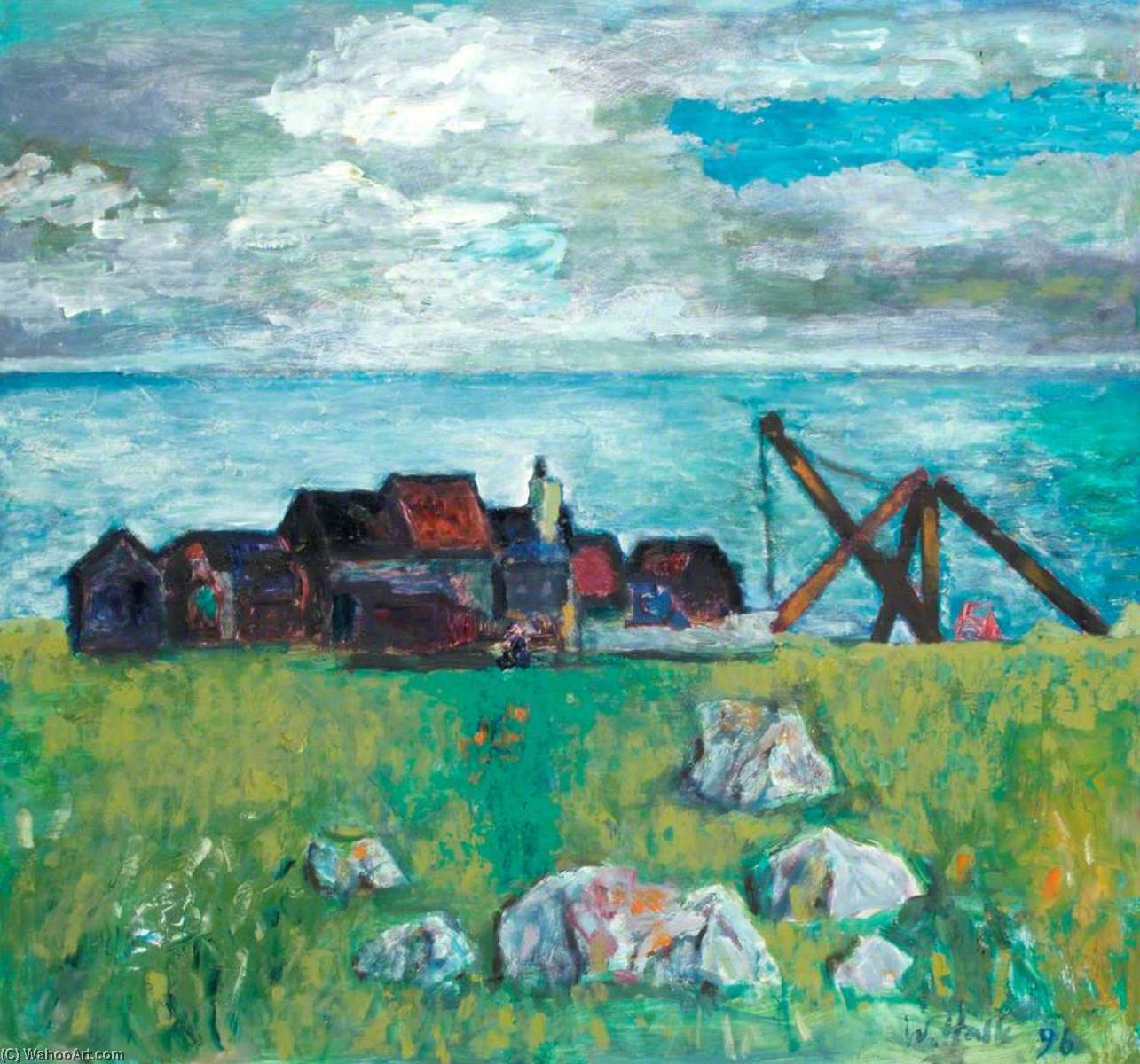 Wikioo.org - The Encyclopedia of Fine Arts - Painting, Artwork by William Hallé - Village by the Sea