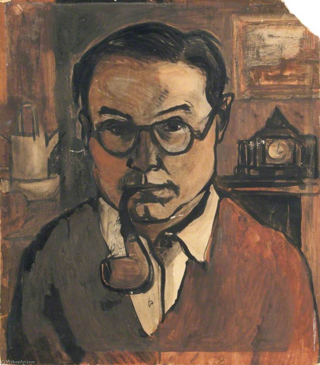 Wikioo.org - The Encyclopedia of Fine Arts - Painting, Artwork by William Hallé - Self Portrait with a Pipe