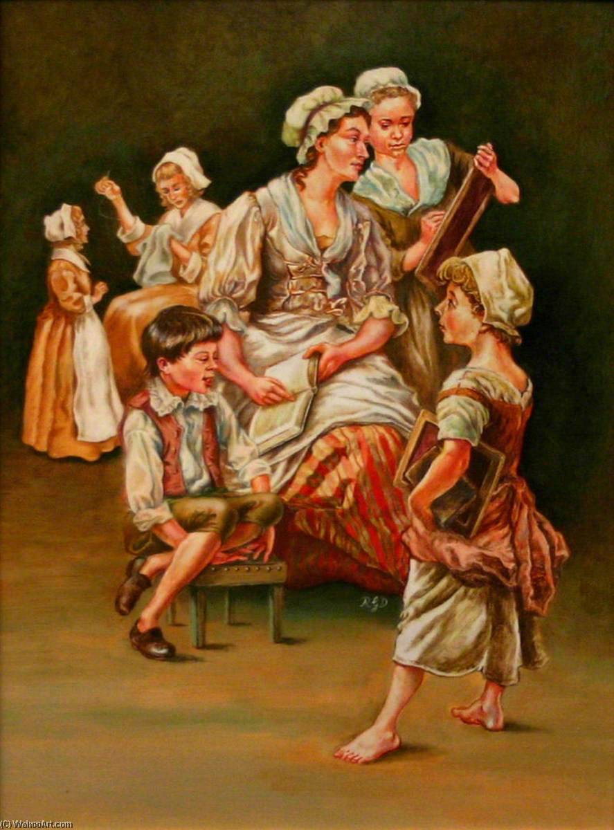 Wikioo.org - The Encyclopedia of Fine Arts - Painting, Artwork by Richard Gilmore Douglas - Susanna Wesley with Five Children