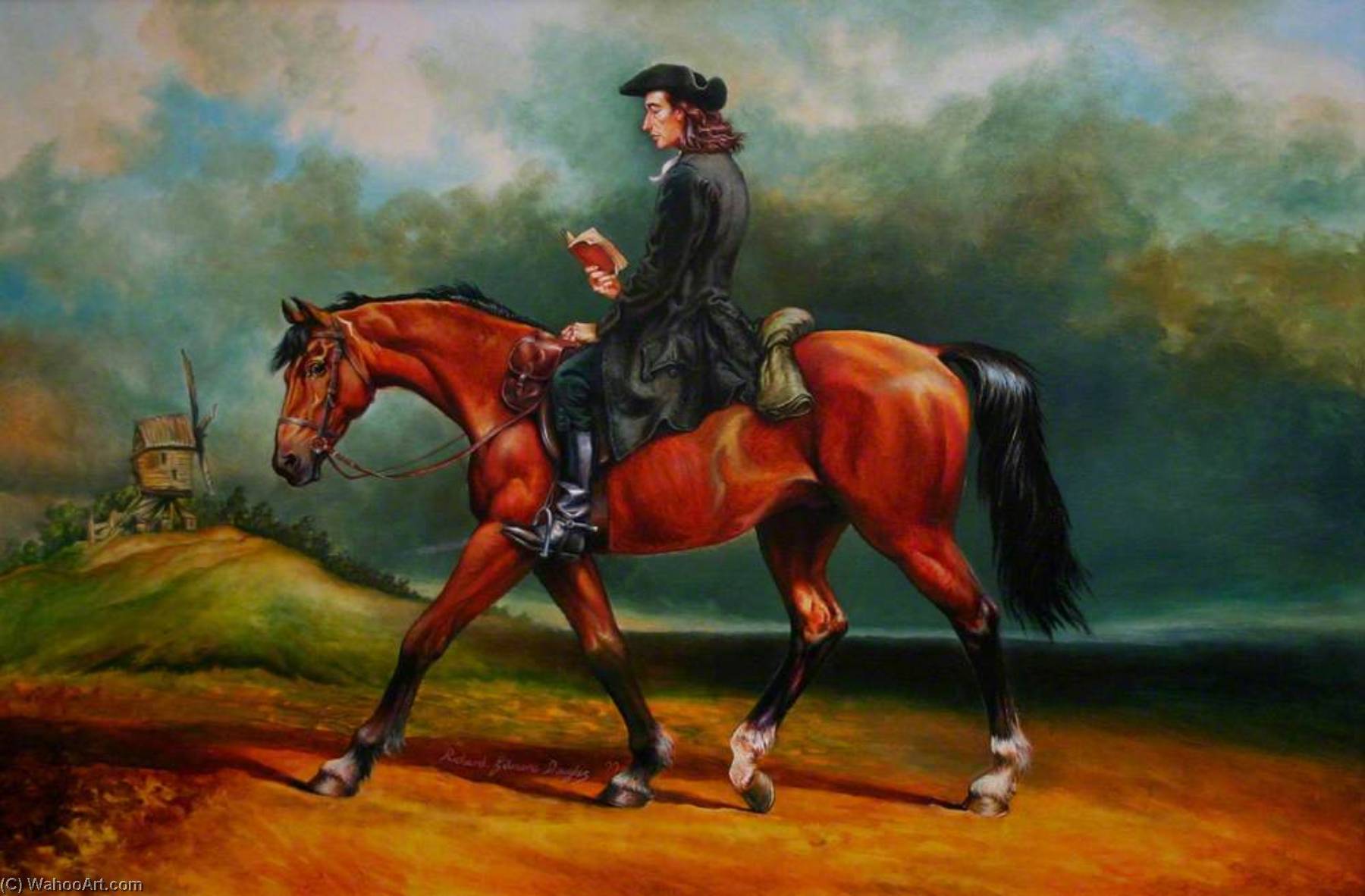 WikiOO.org - دایره المعارف هنرهای زیبا - نقاشی، آثار هنری Richard Gilmore Douglas - John Wesley (1703–1791), Riding a Horse Whilst Reading a Book