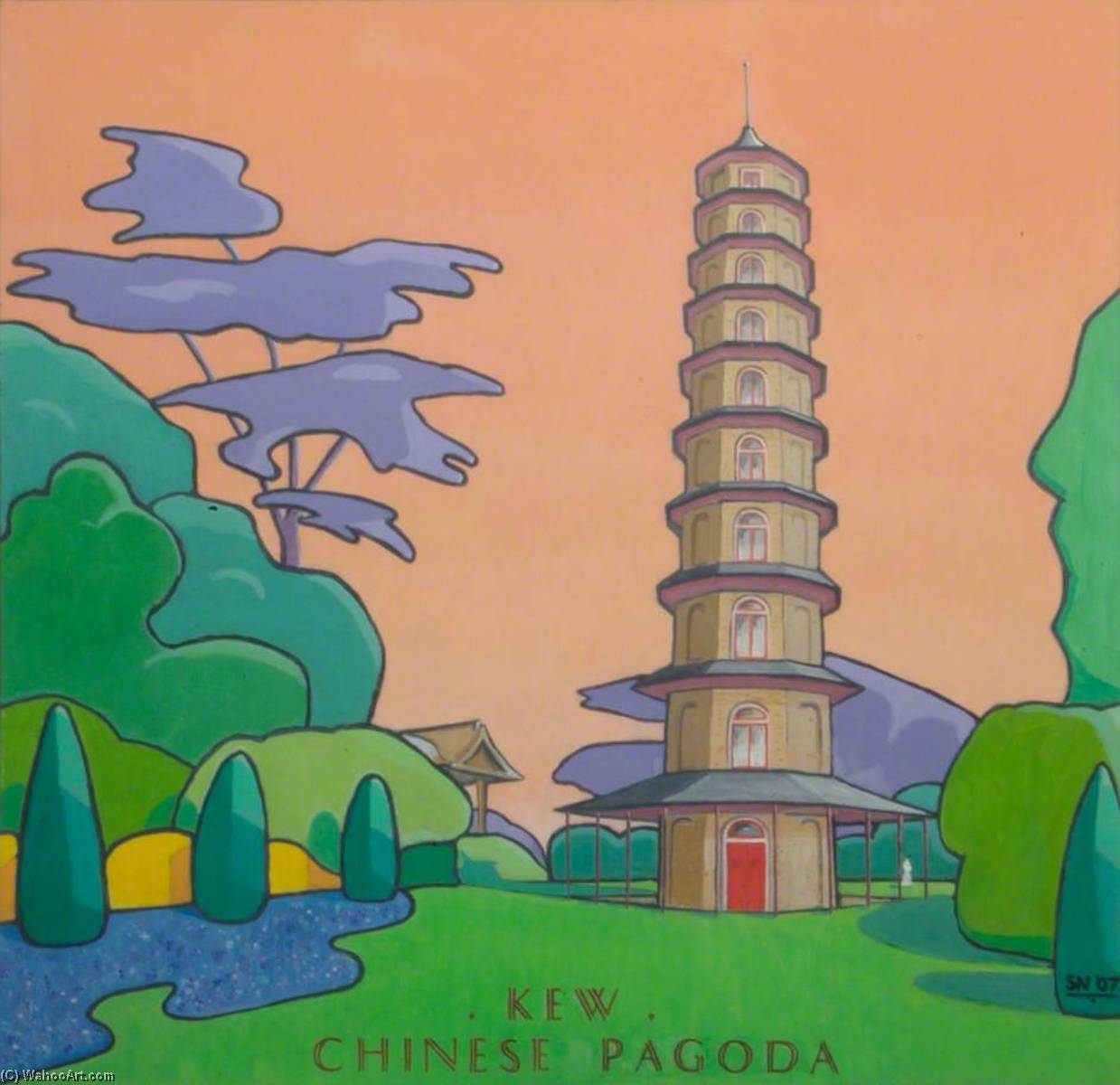 Wikioo.org - The Encyclopedia of Fine Arts - Painting, Artwork by Stephen Nicoll - Kew Icons Chinese Pagoda