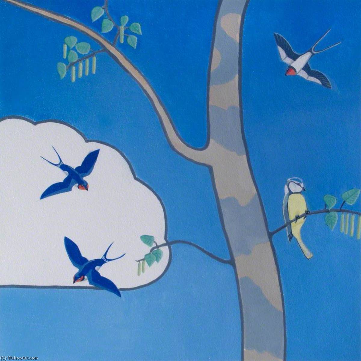 Wikioo.org - The Encyclopedia of Fine Arts - Painting, Artwork by Stephen Nicoll - Birch Tree Birds