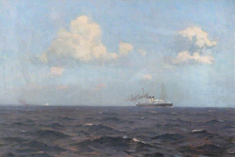 Wikioo.org - The Encyclopedia of Fine Arts - Painting, Artwork by Norman Wilkinson - A Cross Channel Packet Steamship