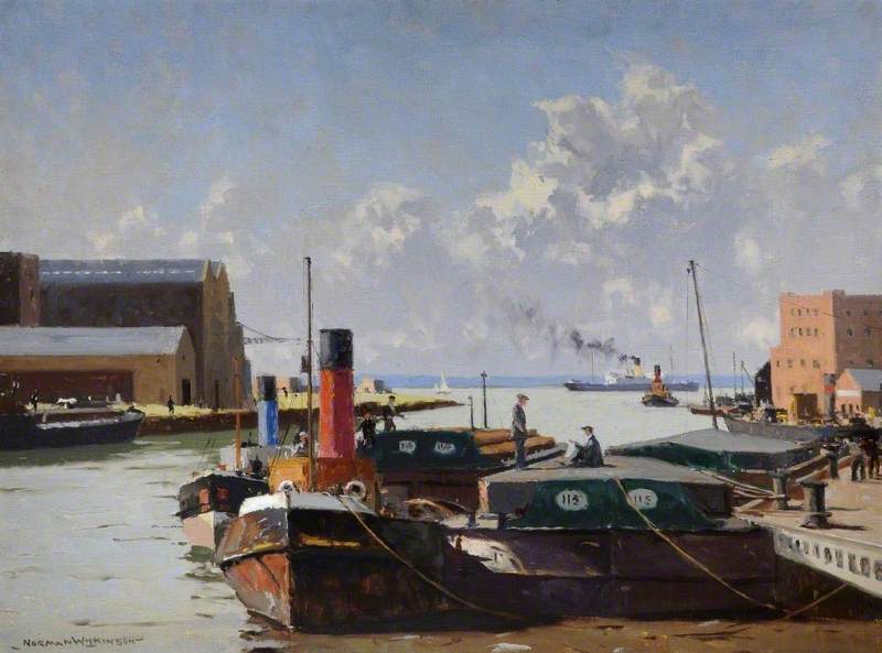 Wikioo.org - The Encyclopedia of Fine Arts - Painting, Artwork by Norman Wilkinson - Mouth of the River Hull