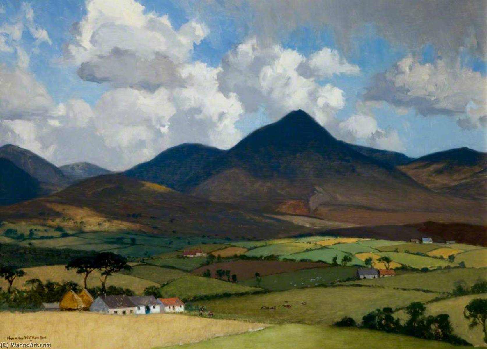 Wikioo.org - The Encyclopedia of Fine Arts - Painting, Artwork by Norman Wilkinson - The Mourne Mountains, Slieve Binnian