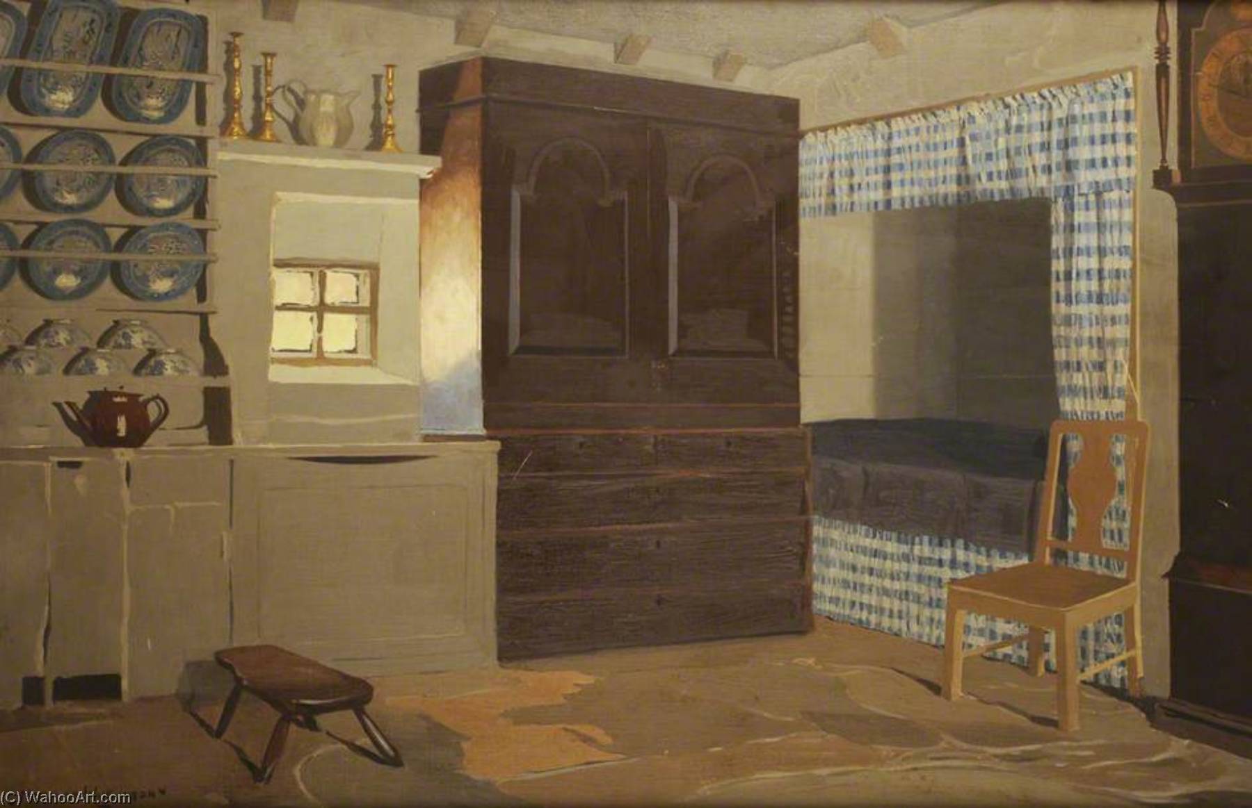 Wikioo.org - The Encyclopedia of Fine Arts - Painting, Artwork by Norman Wilkinson - Interior of Burns Cottage