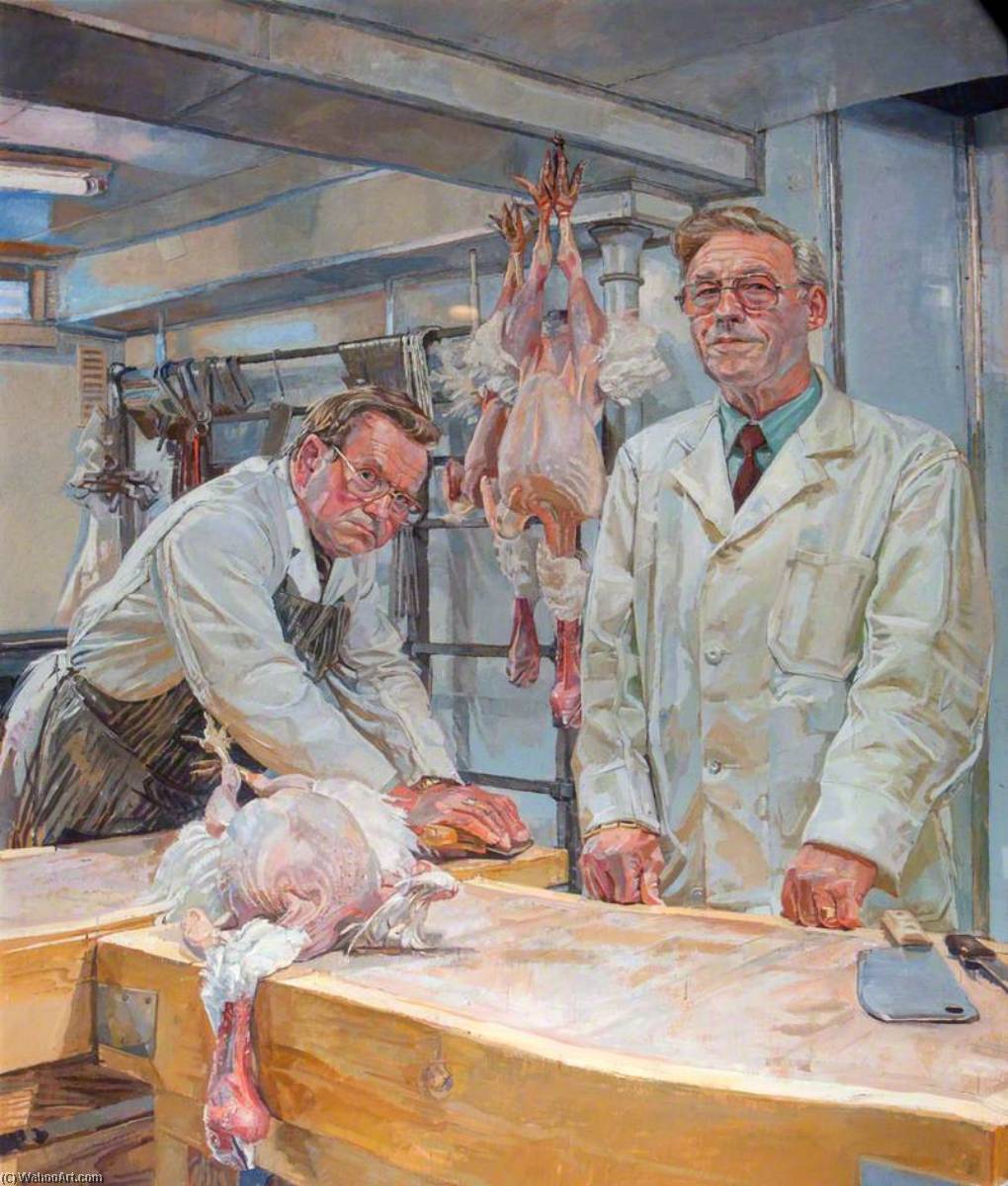 Wikioo.org - The Encyclopedia of Fine Arts - Painting, Artwork by Daphne Todd - Ron and Ray Pett, Butchers