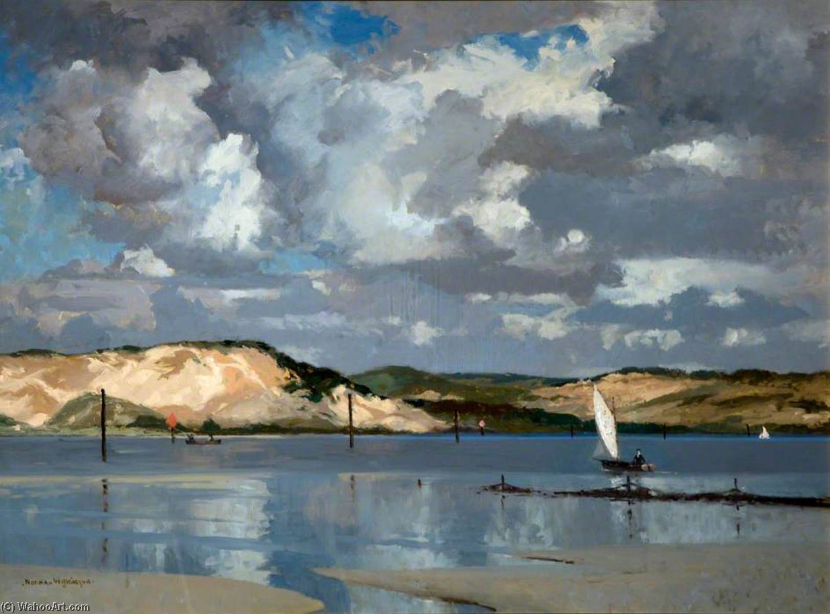 Wikioo.org - The Encyclopedia of Fine Arts - Painting, Artwork by Norman Wilkinson - Bann Estuary, Sand Dunes