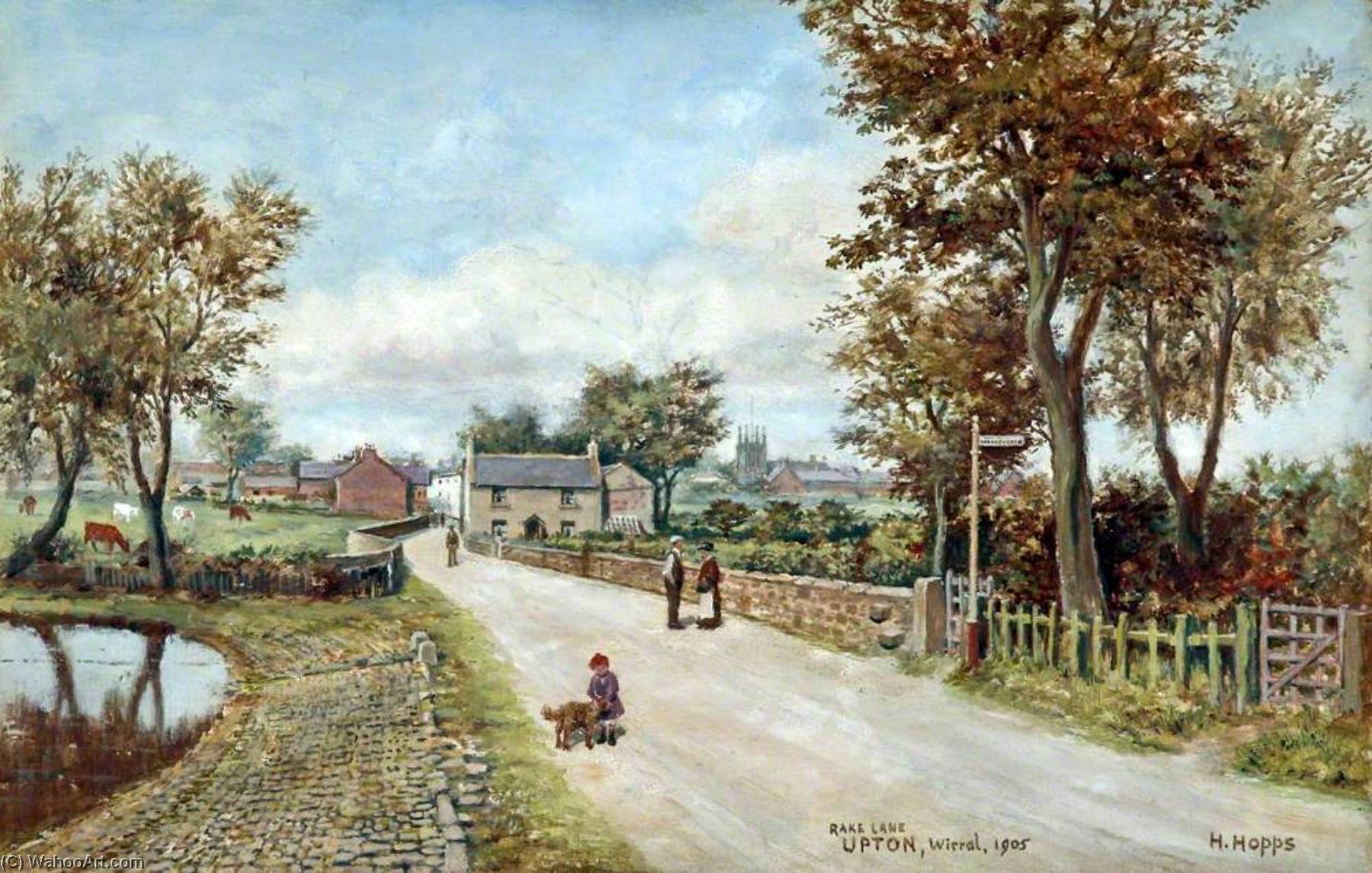 Wikioo.org - The Encyclopedia of Fine Arts - Painting, Artwork by Harold Hopps - Rake Lane, Upton Village, Wirral