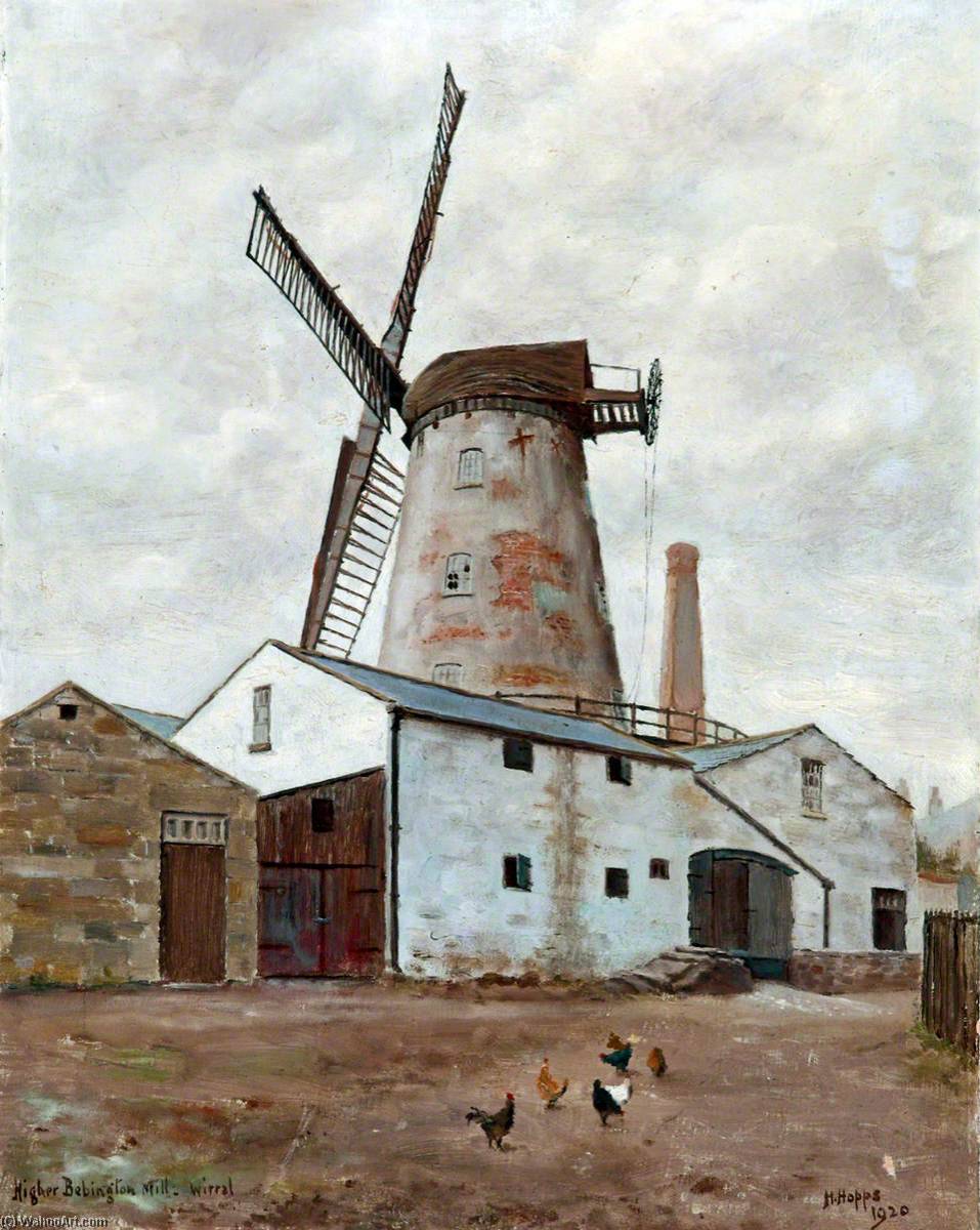 Wikioo.org - The Encyclopedia of Fine Arts - Painting, Artwork by Harold Hopps - Higher Bebington Mill, Wirral