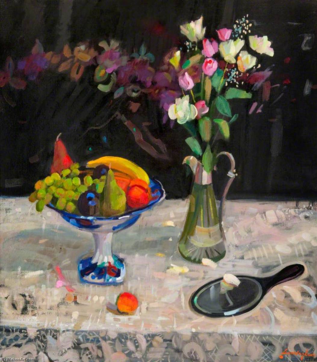 Wikioo.org - The Encyclopedia of Fine Arts - Painting, Artwork by John Cunningham - Still Life with Flowers and Table