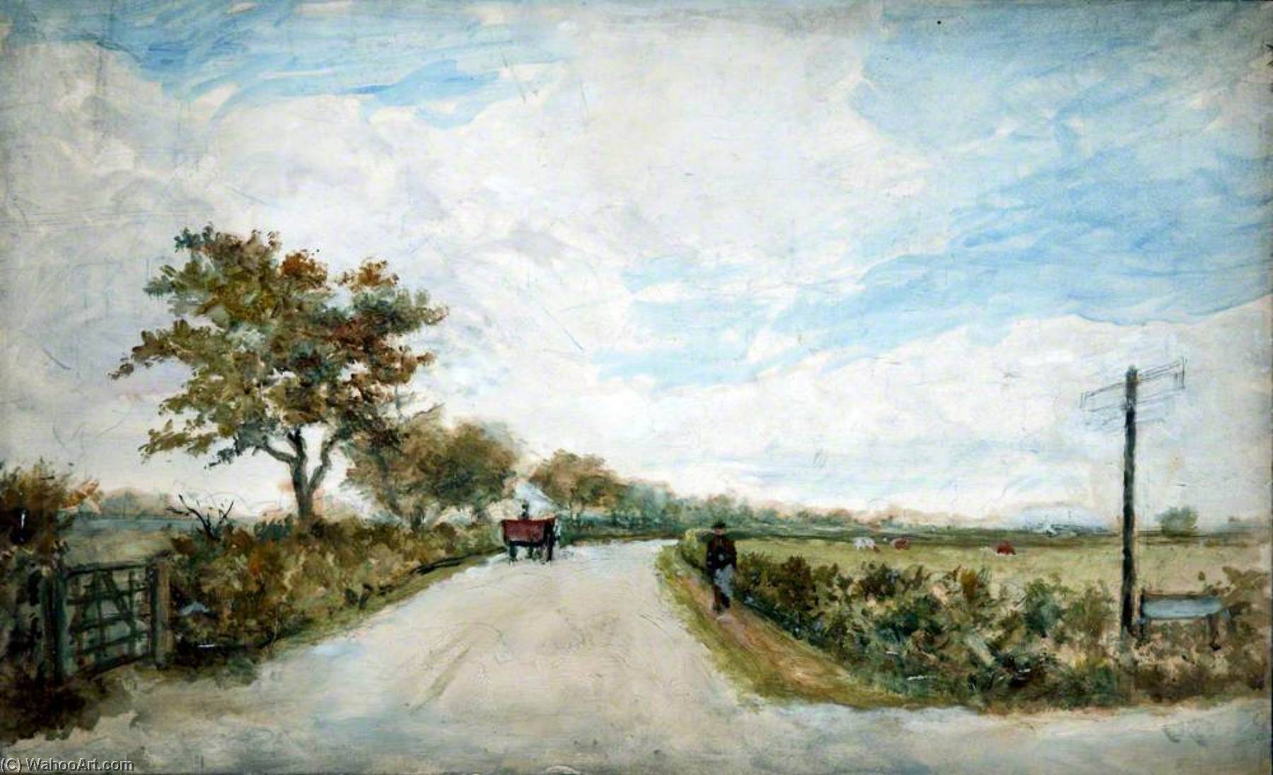 Wikioo.org - The Encyclopedia of Fine Arts - Painting, Artwork by Harold Hopps - Country Lane (unfinished)