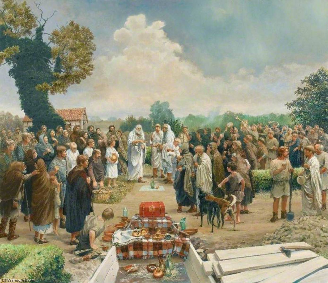 Wikioo.org - The Encyclopedia of Fine Arts - Painting, Artwork by Peter Froste - Romano British Burial Ceremony at Turnershall Farm