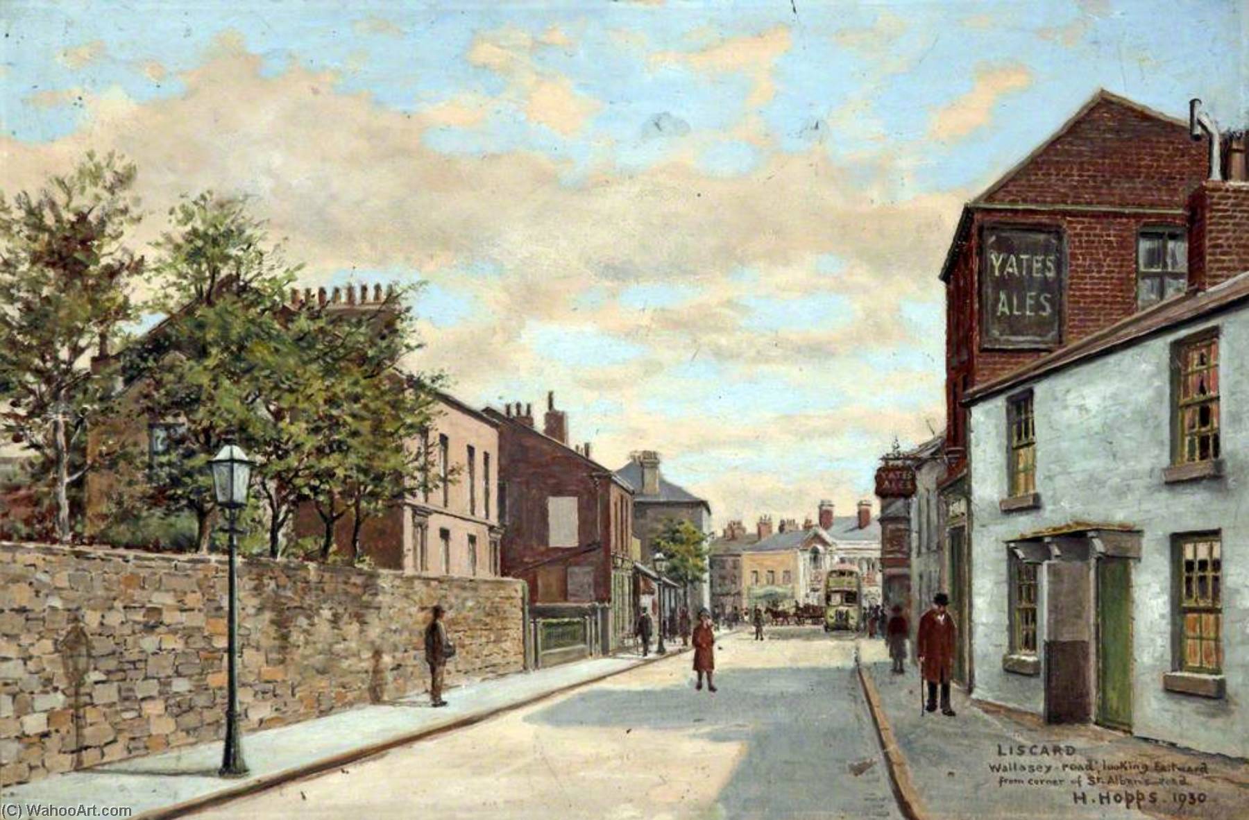Wikioo.org - The Encyclopedia of Fine Arts - Painting, Artwork by Harold Hopps - Wallasey Road from the Corner of St Alban's Road, Wallasey, Wirral