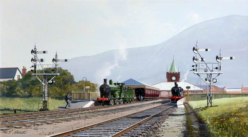 Wikioo.org - The Encyclopedia of Fine Arts - Painting, Artwork by Norman Whitla - Newcastle Station, County Down