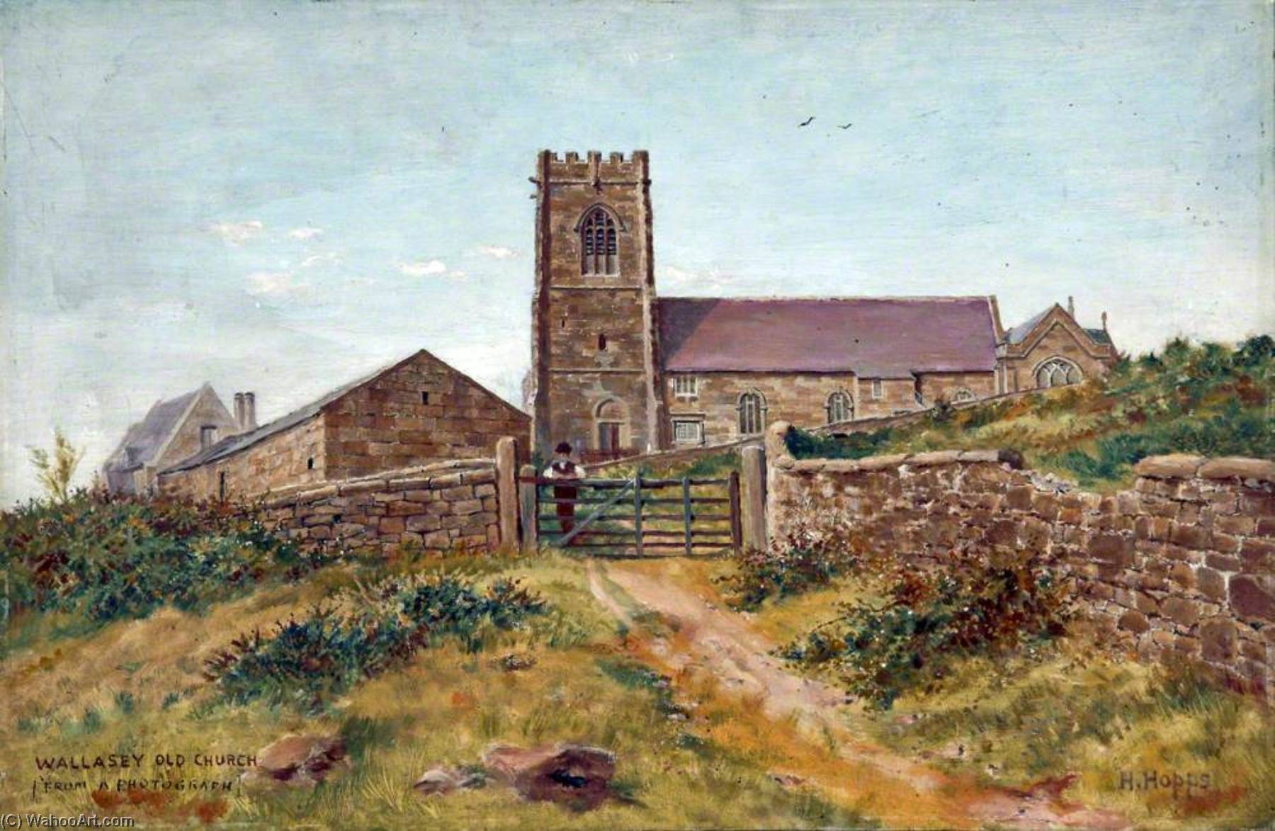 Wikioo.org - The Encyclopedia of Fine Arts - Painting, Artwork by Harold Hopps - Wallasey Old Church, Wirral