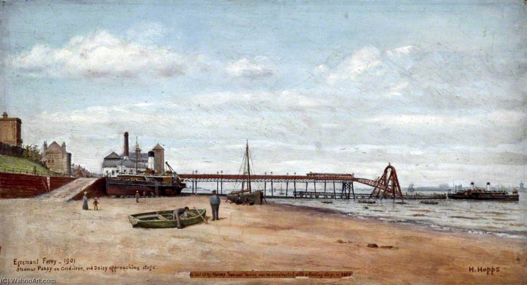 Wikioo.org - The Encyclopedia of Fine Arts - Painting, Artwork by Harold Hopps - Egremont Ferry, Wallasey, Wirral, 1901