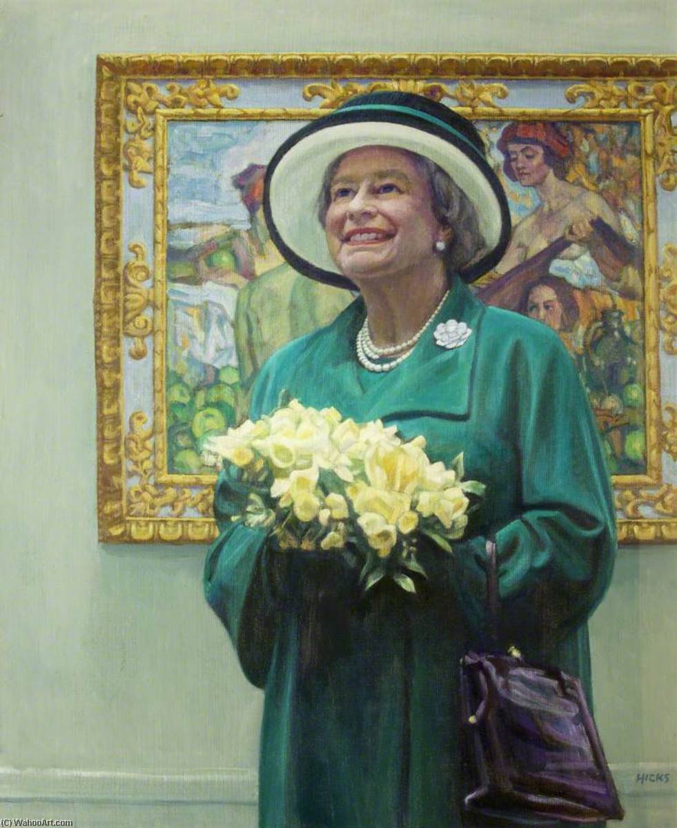 Wikioo.org - The Encyclopedia of Fine Arts - Painting, Artwork by Jerry Hicks - Her Majesty The Queen at the Royal West of England Academy