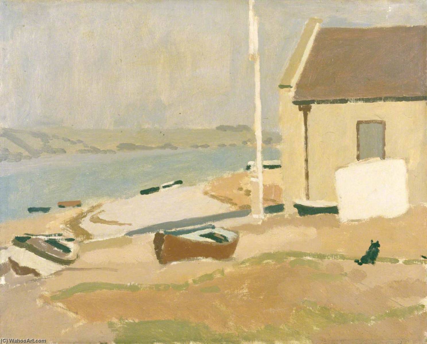 Wikioo.org - The Encyclopedia of Fine Arts - Painting, Artwork by Edward Morland Lewis - Lifeboat House, Ferryside