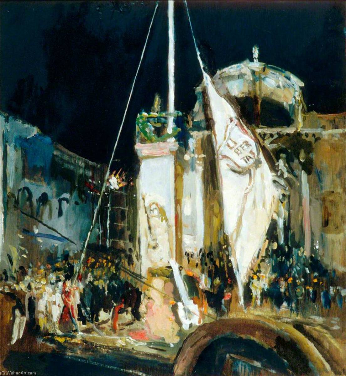 Wikioo.org - The Encyclopedia of Fine Arts - Painting, Artwork by Anthony John Plowden Eyton - Raising the Flag of Liberty, Dubrovnik Festival