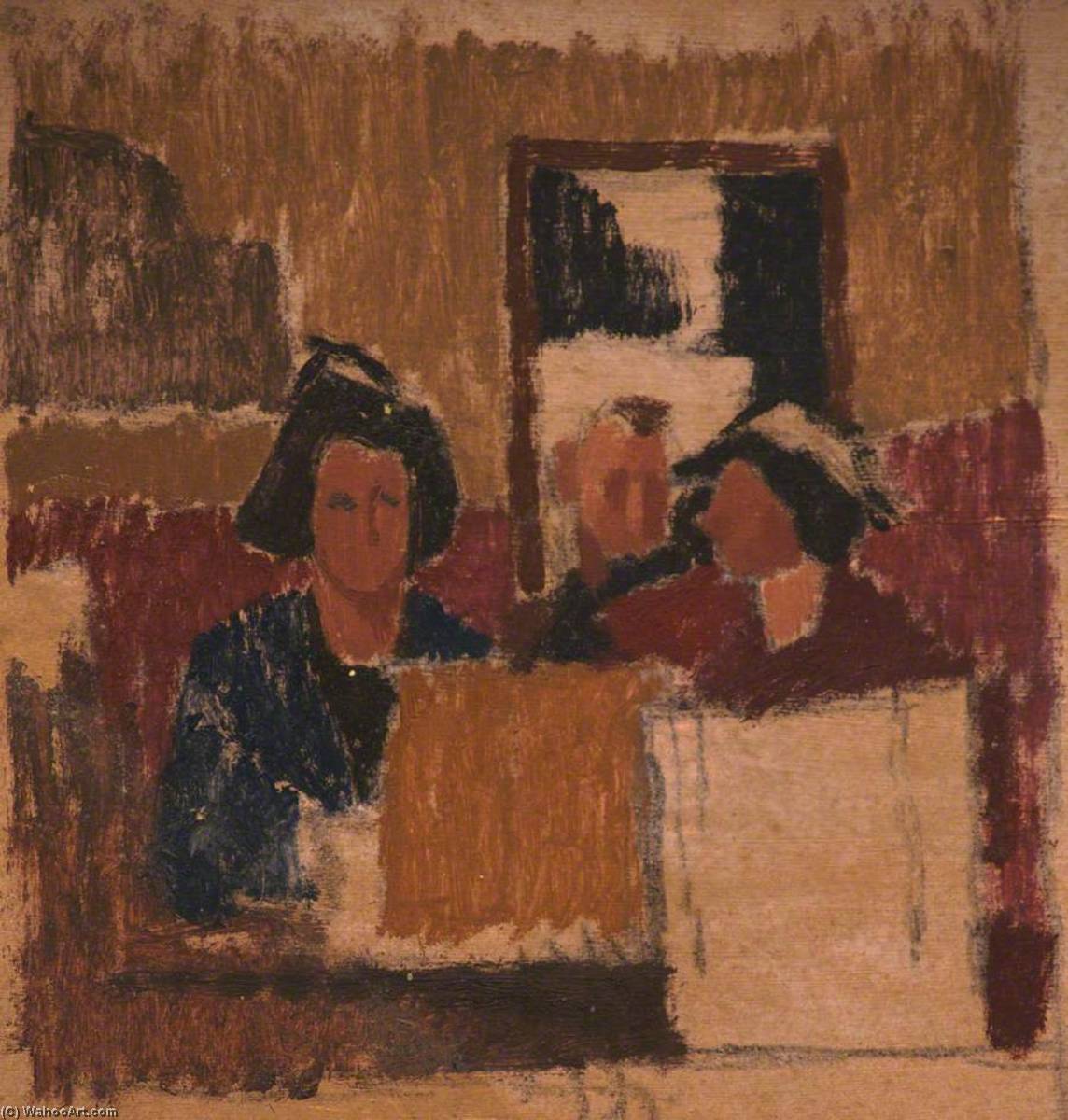 Wikioo.org - The Encyclopedia of Fine Arts - Painting, Artwork by Edward Morland Lewis - Three Figures in a Room