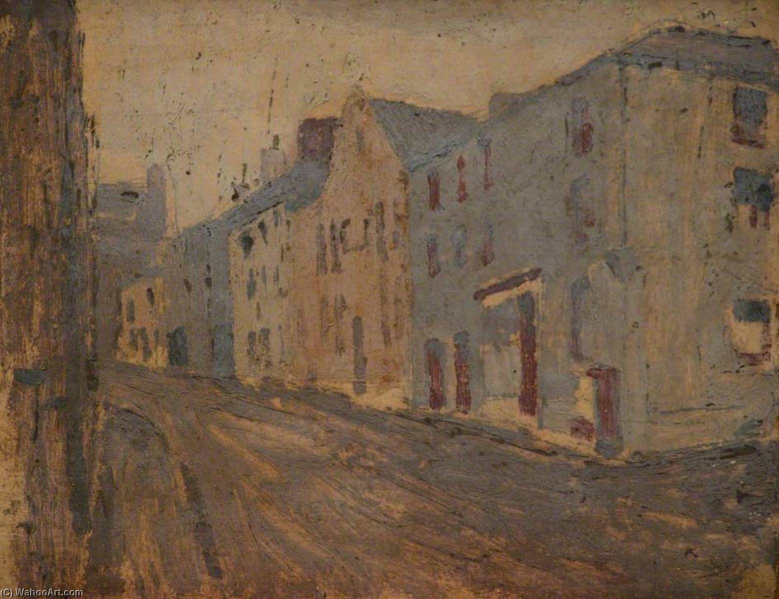 Wikioo.org - The Encyclopedia of Fine Arts - Painting, Artwork by Edward Morland Lewis - Street Scene, Carmarthen