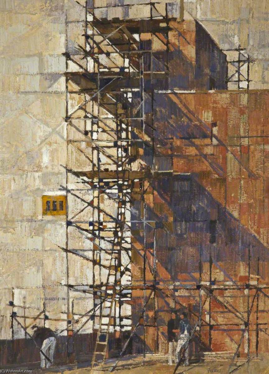 Wikioo.org - The Encyclopedia of Fine Arts - Painting, Artwork by Peter Leonard Folkes - Scaffolding around a Tower