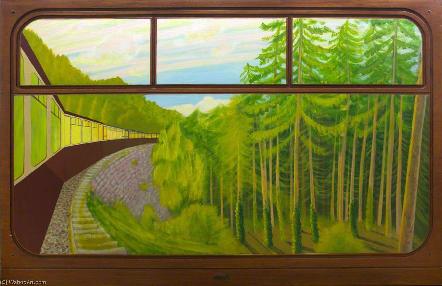 WikiOO.org - Encyclopedia of Fine Arts - Maalaus, taideteos Anna Todd - View from a Railway Carriage Cei Mawr