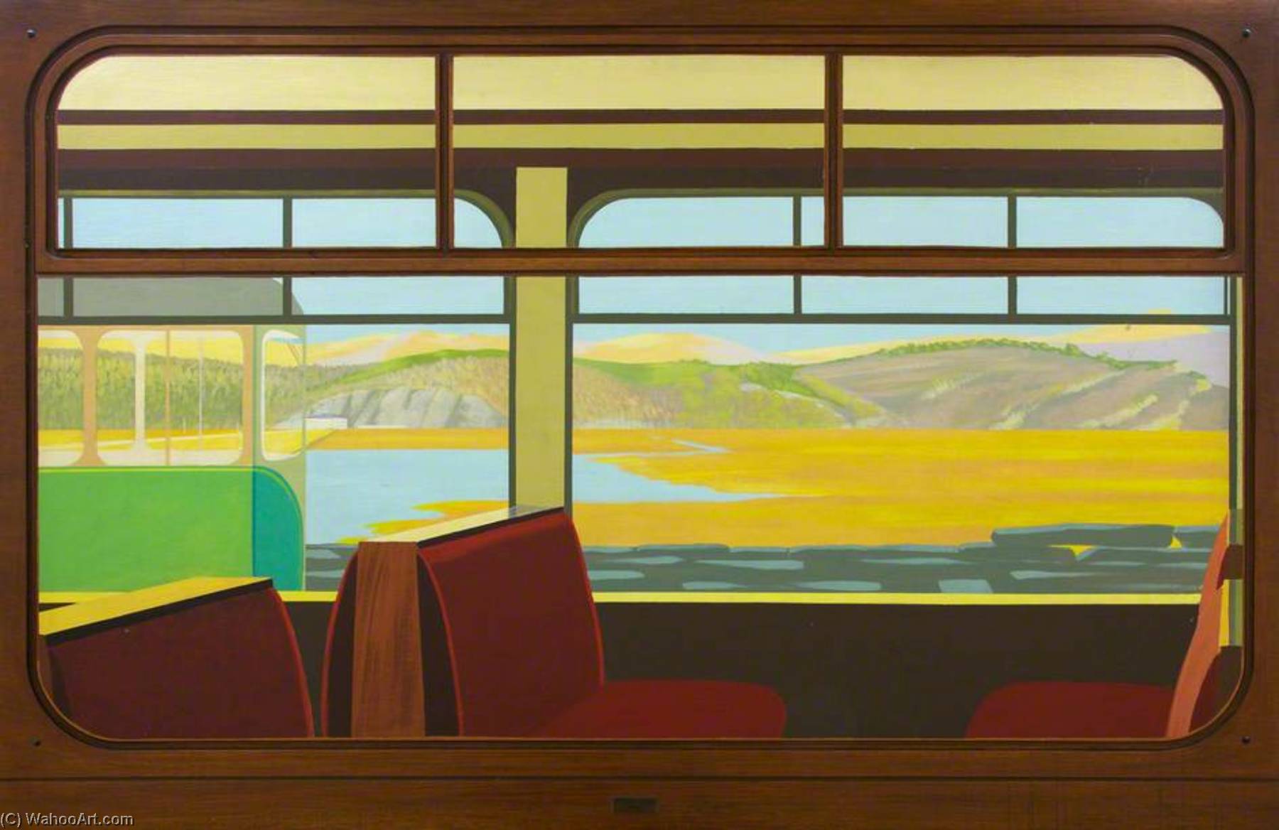 Wikioo.org - The Encyclopedia of Fine Arts - Painting, Artwork by Anna Todd - View from a Railway Carriage Porthmadog Harbour Station