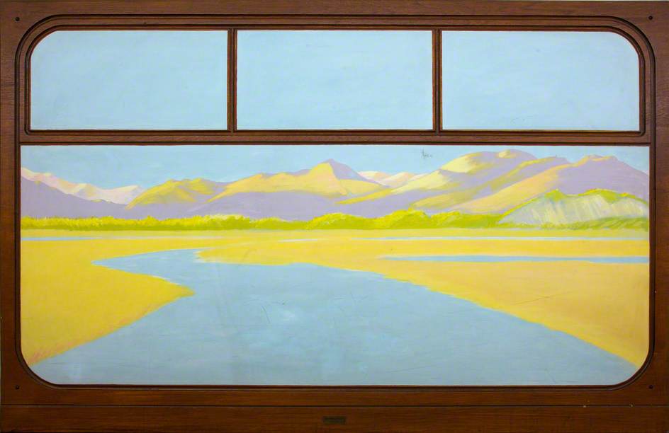 WikiOO.org - Encyclopedia of Fine Arts - Lukisan, Artwork Anna Todd - View from a Railway Carriage Snowdonia from the Cob