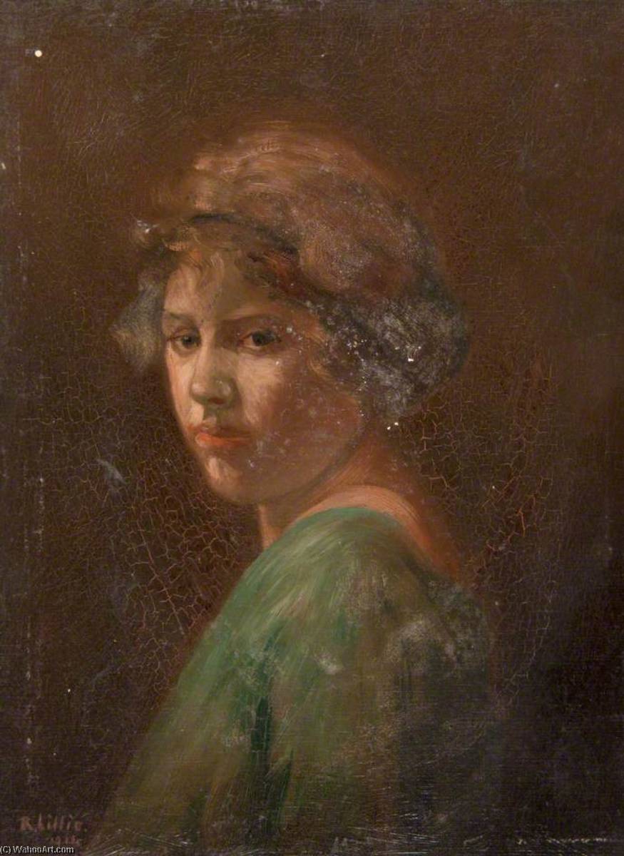 Wikioo.org - The Encyclopedia of Fine Arts - Painting, Artwork by Robert Lillie - Girl's Head (Green Dress)