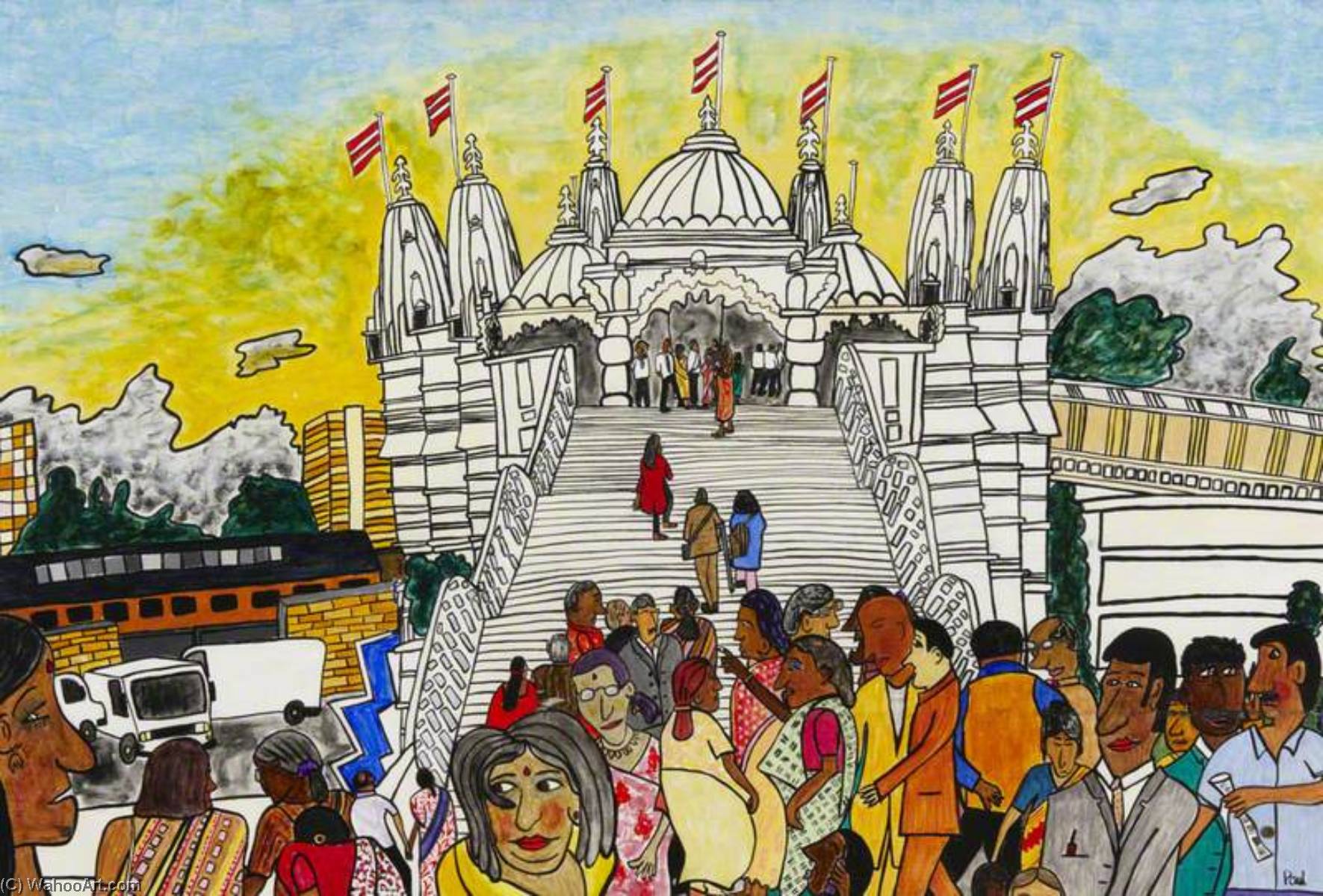 Wikioo.org - The Encyclopedia of Fine Arts - Painting, Artwork by Paul Clements - Virtual Reality Neasden Temple