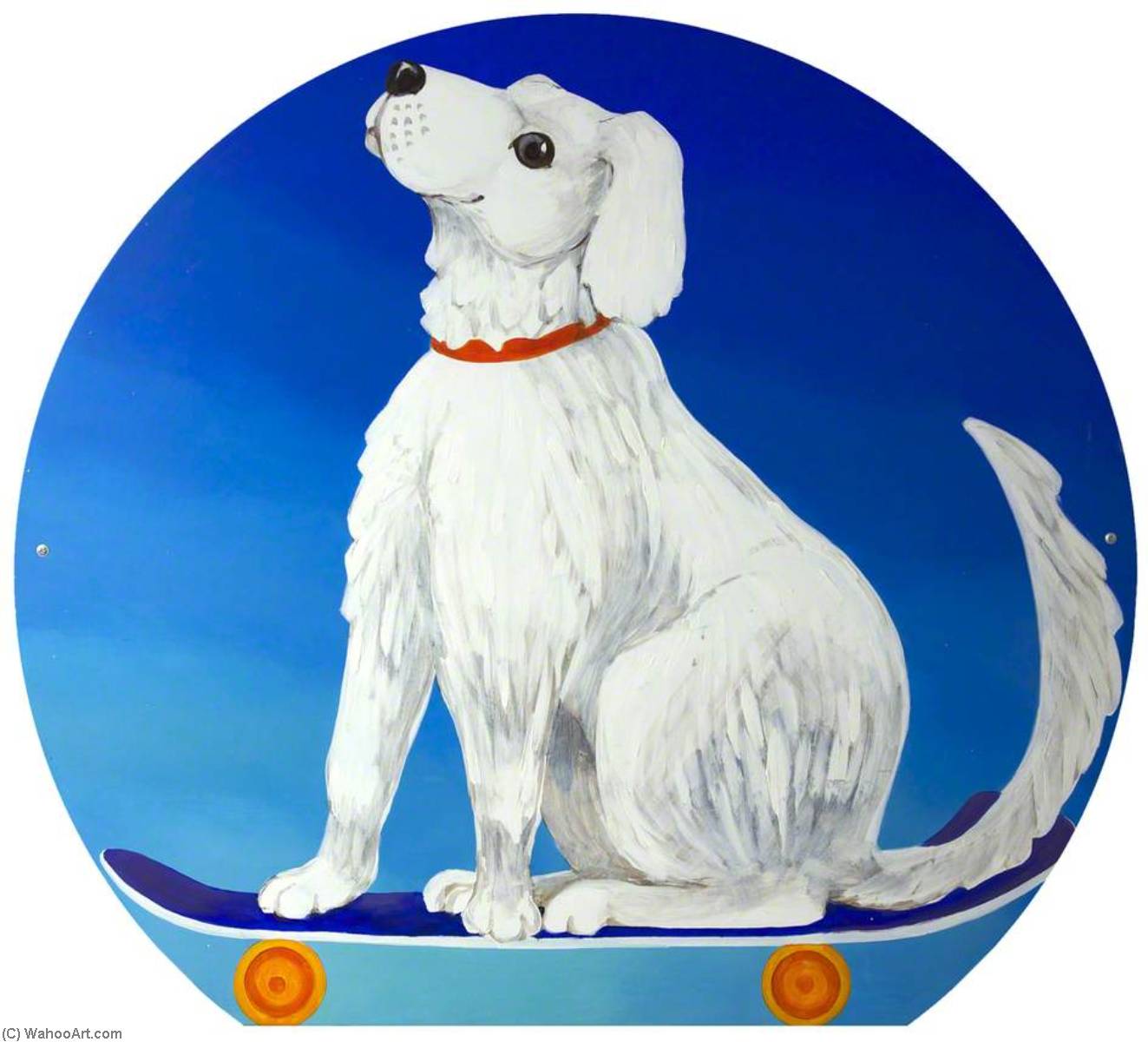 Wikioo.org - The Encyclopedia of Fine Arts - Painting, Artwork by Meg Surrey - Dog on a Skateboard