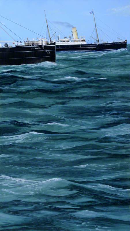 WikiOO.org - Enciclopedia of Fine Arts - Pictura, lucrări de artă Brian Byron - Race between the 'Ibex' and a SW Ship