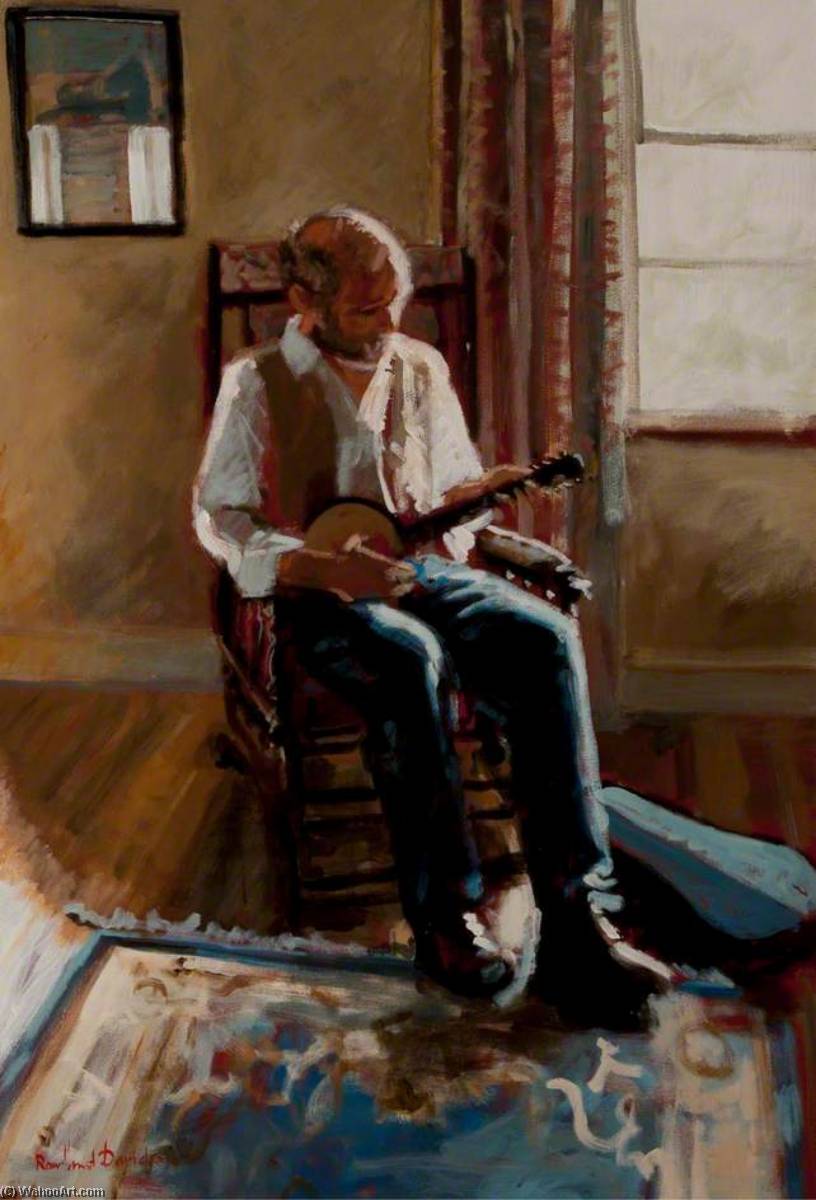 Wikioo.org - The Encyclopedia of Fine Arts - Painting, Artwork by Rowland Davidson - Gentleman Seated Playing the Banjo