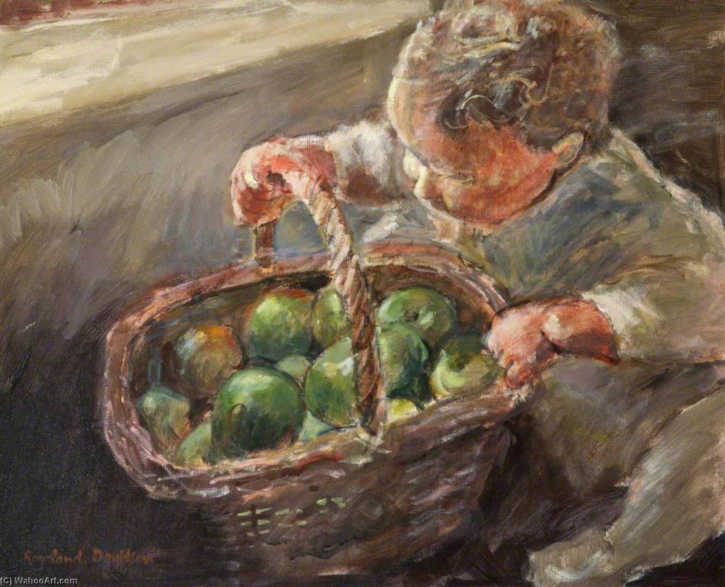 Wikioo.org - The Encyclopedia of Fine Arts - Painting, Artwork by Rowland Davidson - Child and Apples
