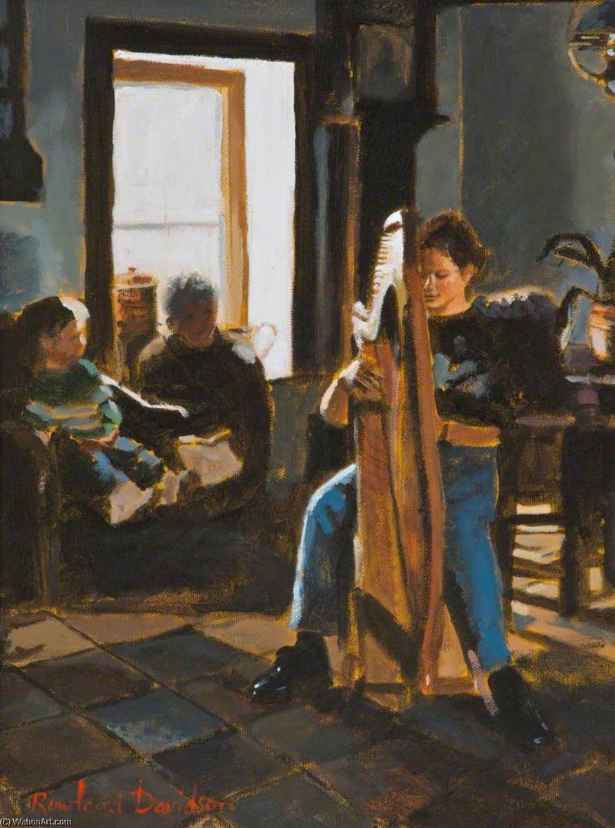 Wikioo.org - The Encyclopedia of Fine Arts - Painting, Artwork by Rowland Davidson - The Harpist