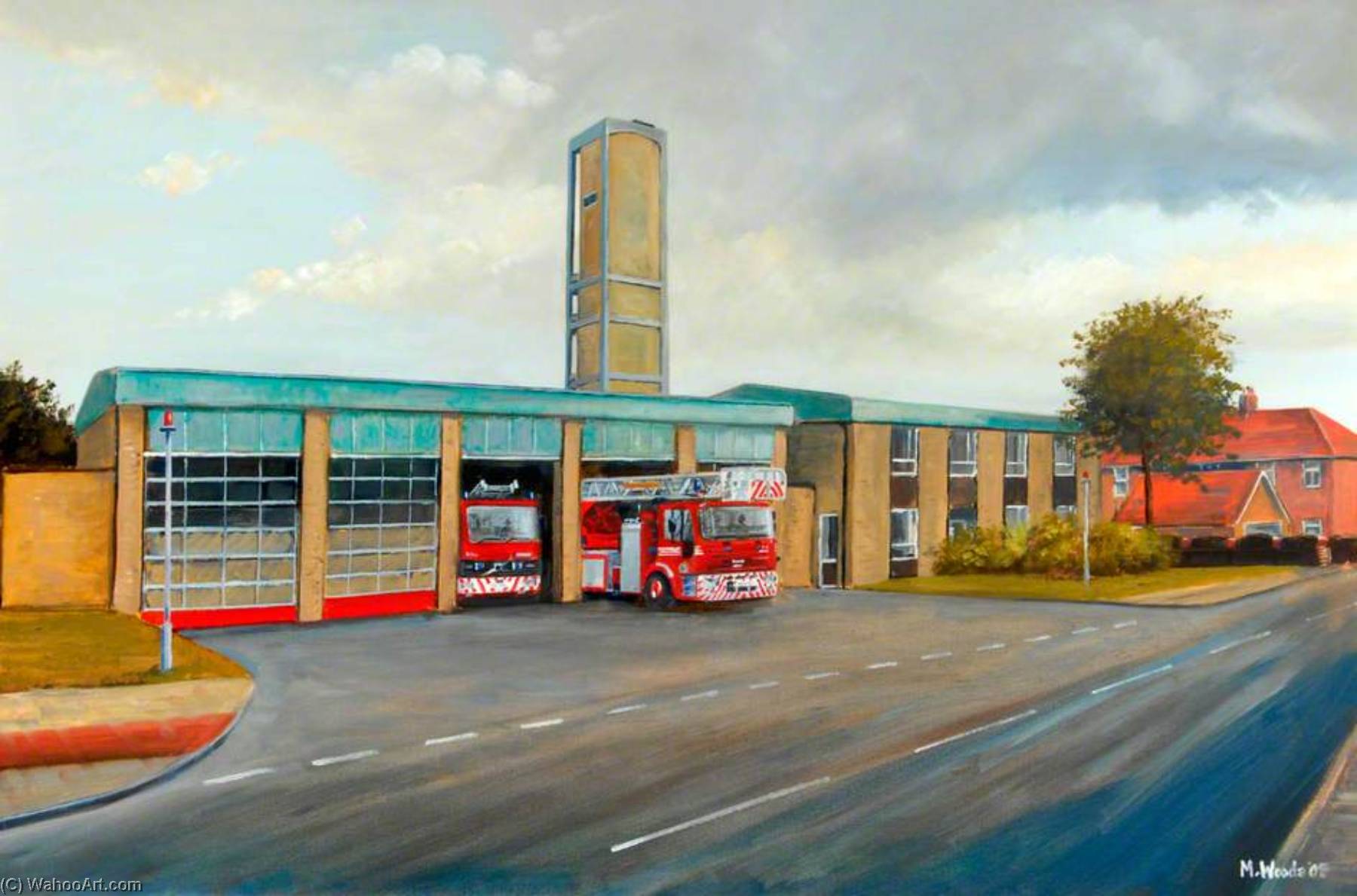 Wikioo.org - The Encyclopedia of Fine Arts - Painting, Artwork by Martin Woods - The Fossway Fire Station