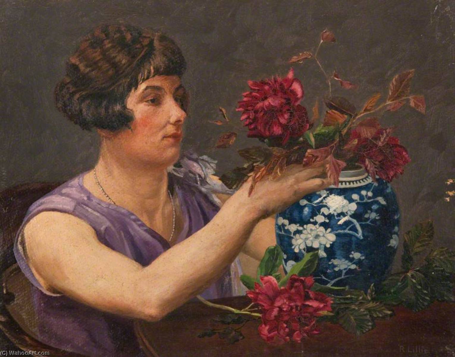 Wikioo.org - The Encyclopedia of Fine Arts - Painting, Artwork by Robert Lillie - Arranging Flowers