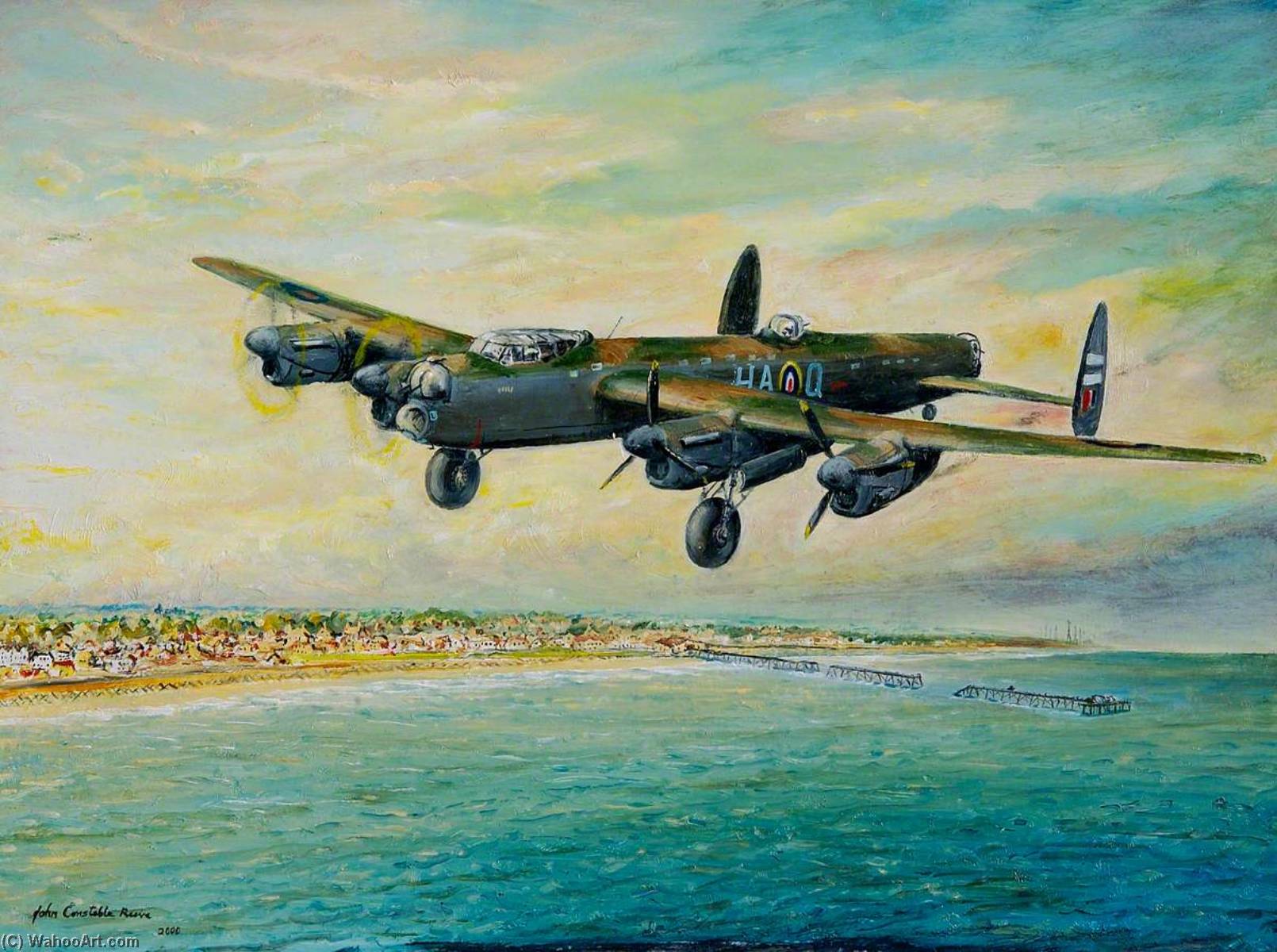 Wikioo.org - The Encyclopedia of Fine Arts - Painting, Artwork by John Constable Reeve - Lancaster Bomber B1, LM258, HA Q of 218 Squadron