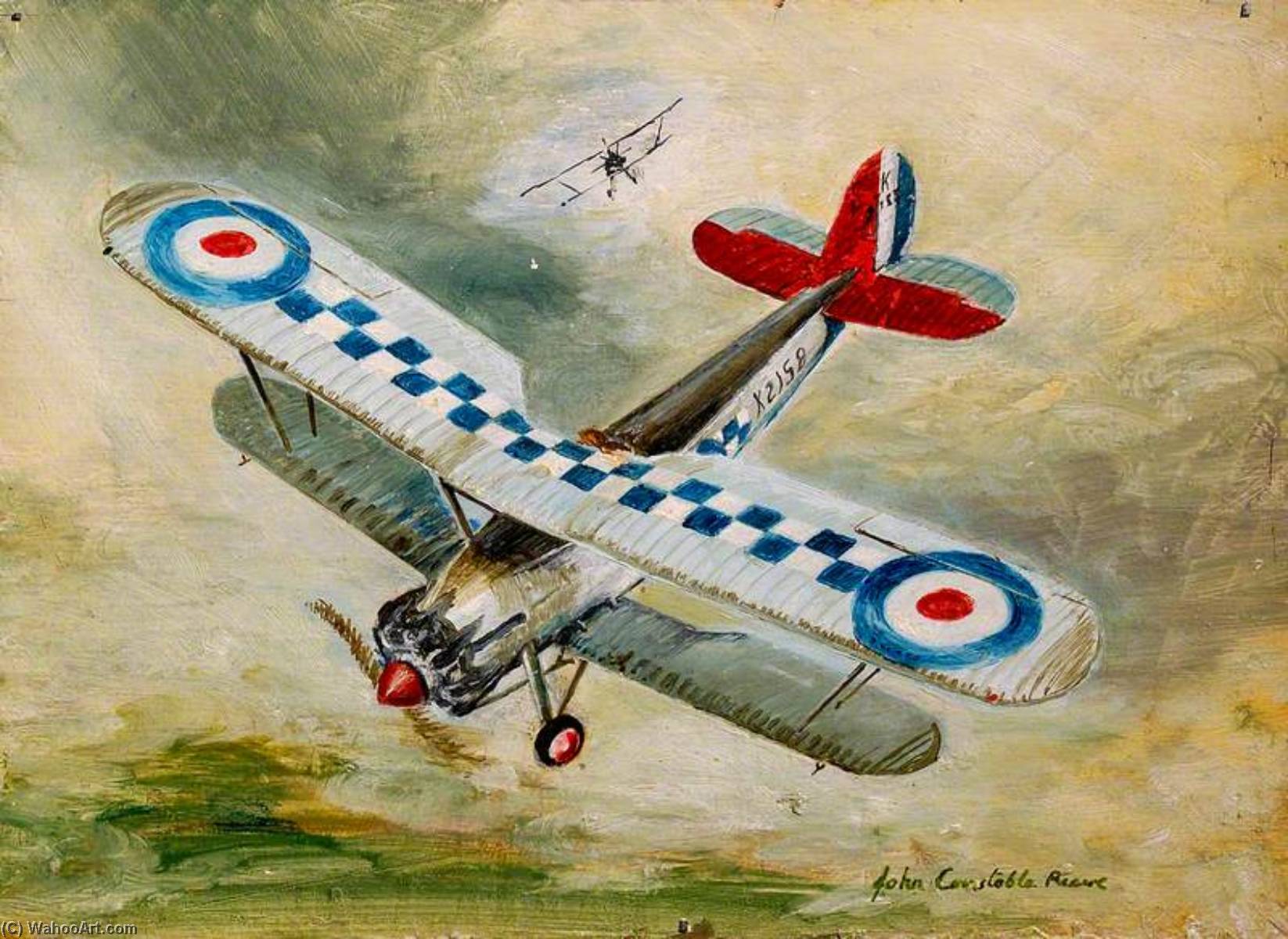 Wikioo.org - The Encyclopedia of Fine Arts - Painting, Artwork by John Constable Reeve - Bristol Bulldog IIA, 19 Squadron