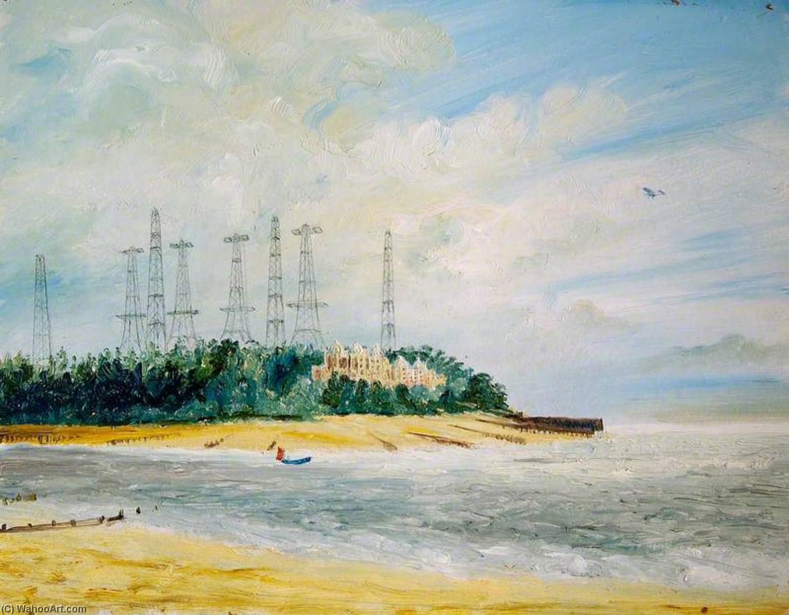 Wikioo.org - The Encyclopedia of Fine Arts - Painting, Artwork by John Constable Reeve - Radio Direction Finding Station, Bawdsey, Suffolk, 1938