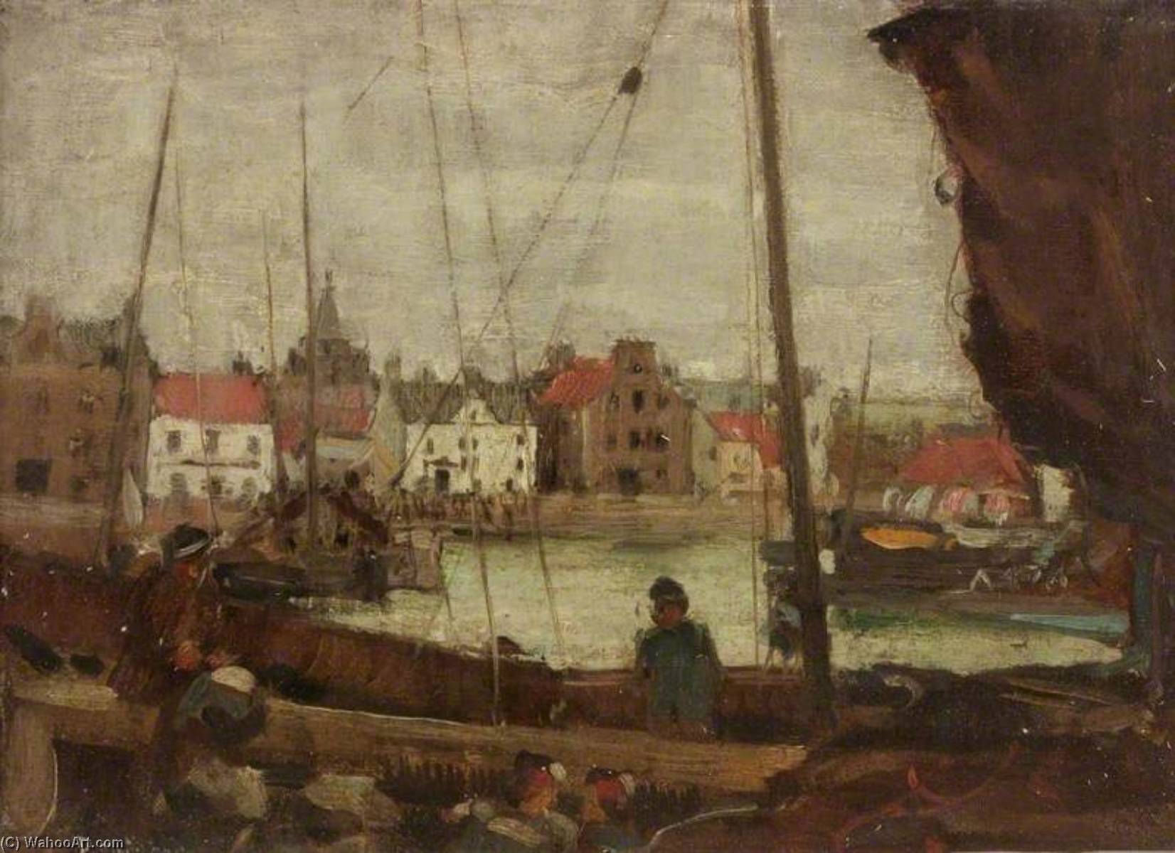 Wikioo.org - The Encyclopedia of Fine Arts - Painting, Artwork by David Muirhead - The Harbour, Stonehaven